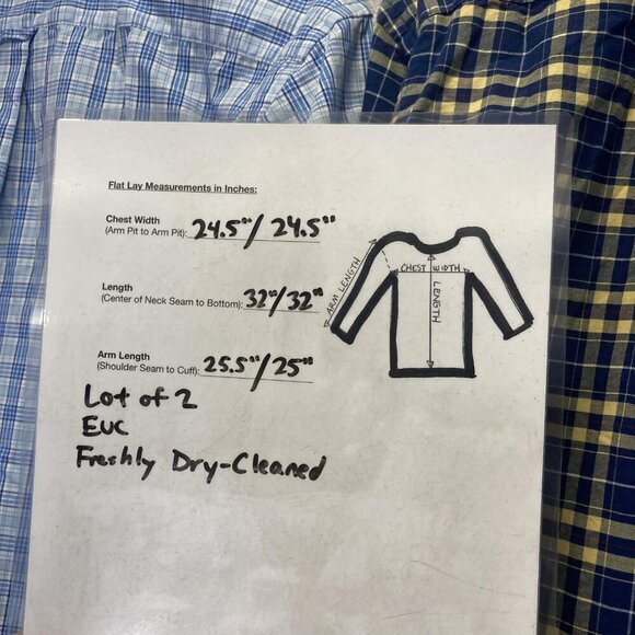 Lot of 2 Izod Button Up Shirt Mens Large Plaid Blue Yellow Heritage Tartan - Picture 13 of 16